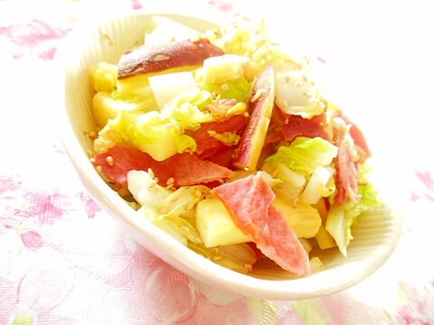 ほんだしde❤白菜とベーコンと薩摩芋の炊いたん❤